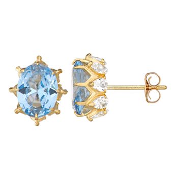 Designs by Gioelli 10k Gold Gemstone Oval Crown Stud Earrings