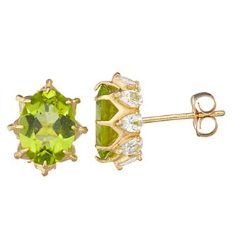 Designs by Gioelli 10k Gold Gemstone Oval Crown Stud Earrings