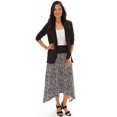 Petite Apt. 9® Dot Print Shark-Bite Hem Skirt