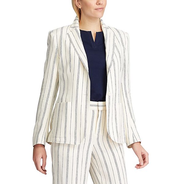 Women's Chaps Striped Linen-Blend Blazer
