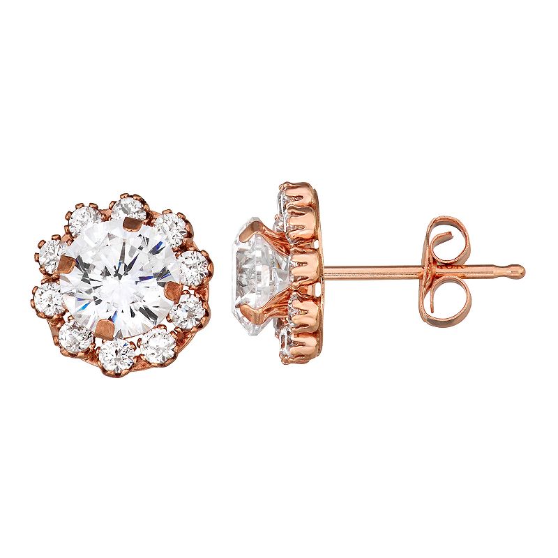 Forever Radiant 10k Rose Gold Flower Stud Earrings with Swarovski Zirconia,