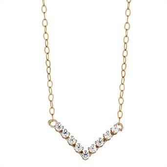 Forever Radiant 10k Gold Chevron Necklace with Crystal