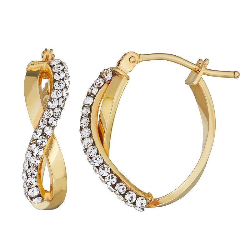Forever Radiant 10k Gold Infinity Hoop Earring with Swarovski Crystal, Wome