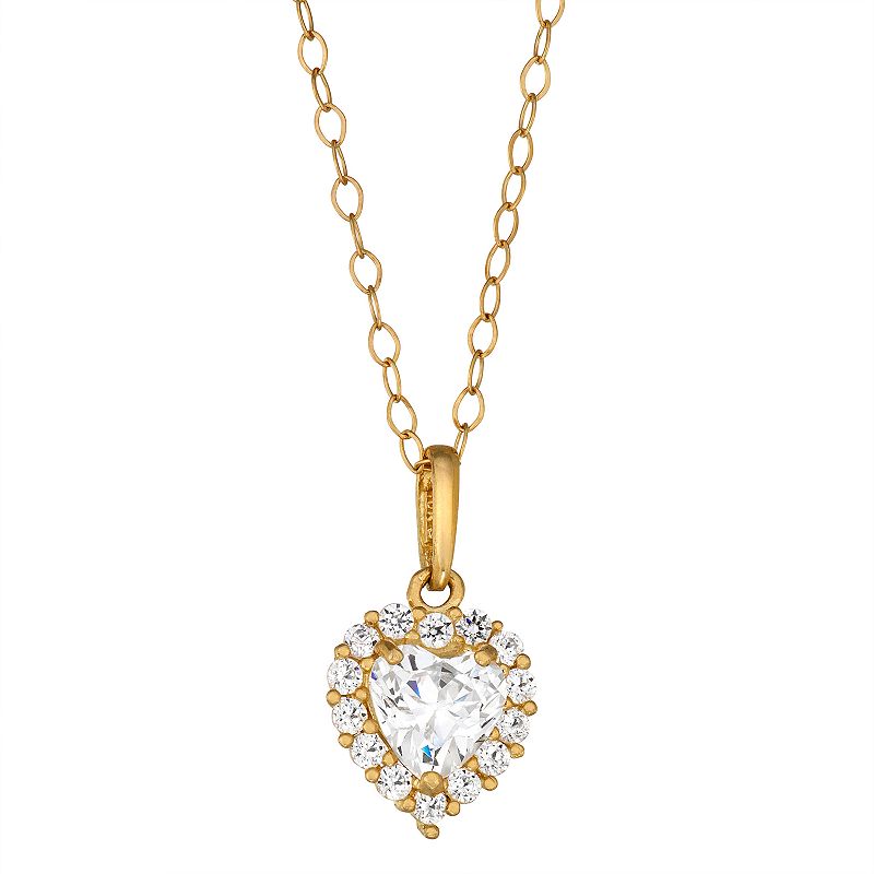 Forever Radiant 10k Gold Heart Pendant Necklace with Swarovski Zirconia, W
