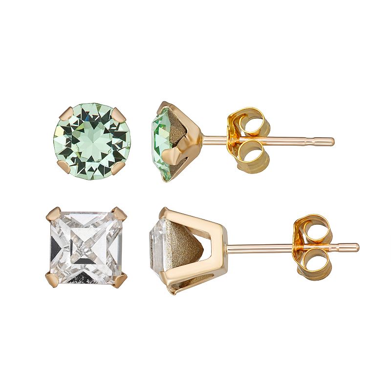 Forever Radiant 10k Gold Earring Set with Swarovski Crystal, Womens, White - 80971602 - Jewelry Youll love the chic design of this Forever Radiant sku 80971602