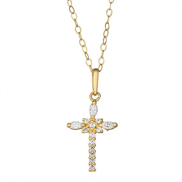 Forever Radiant 10k Gold Cross Pendant Necklace with Swarovski Zirconia