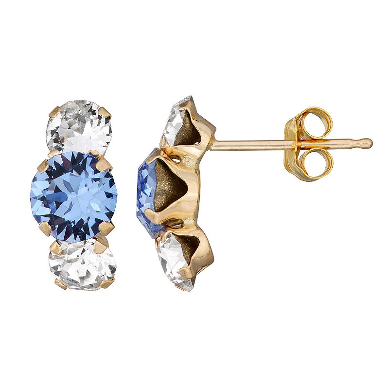 Forever Radiant 10k Gold Drop Earrings with Swarovski Crystal, Womens, Whi