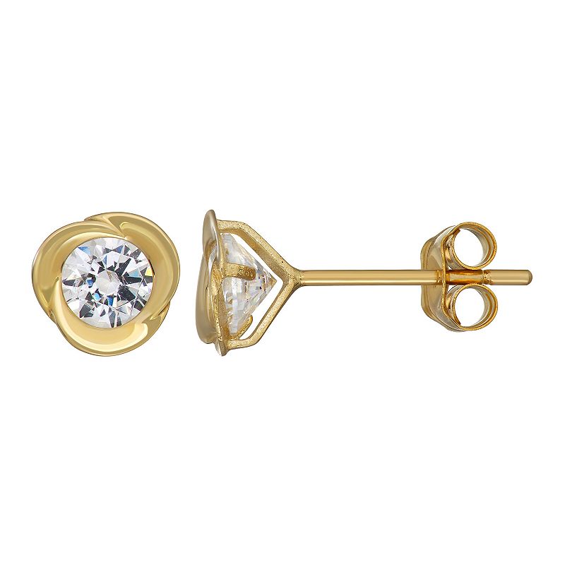 Forever Radiant 10k Knot Stud Earrings with Swarovski Zirconia, Womens, Wh