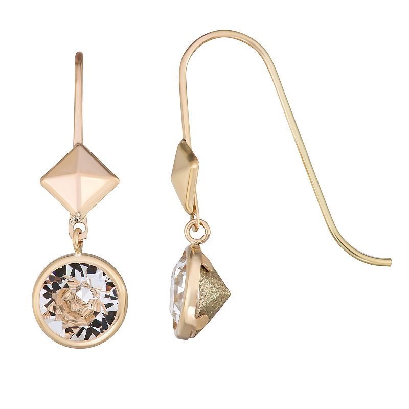 Forever Radiant 10k Gold Pyramid Drop Earrings with Swarovski Crystal, Wome