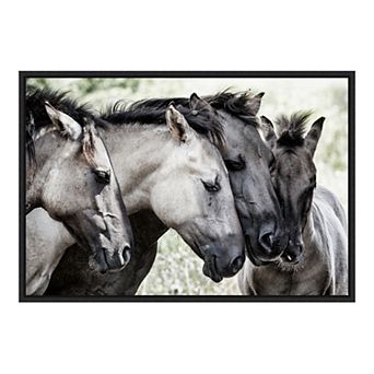 Amanti Art Four Konik Horses Framed Canvas Wall Art