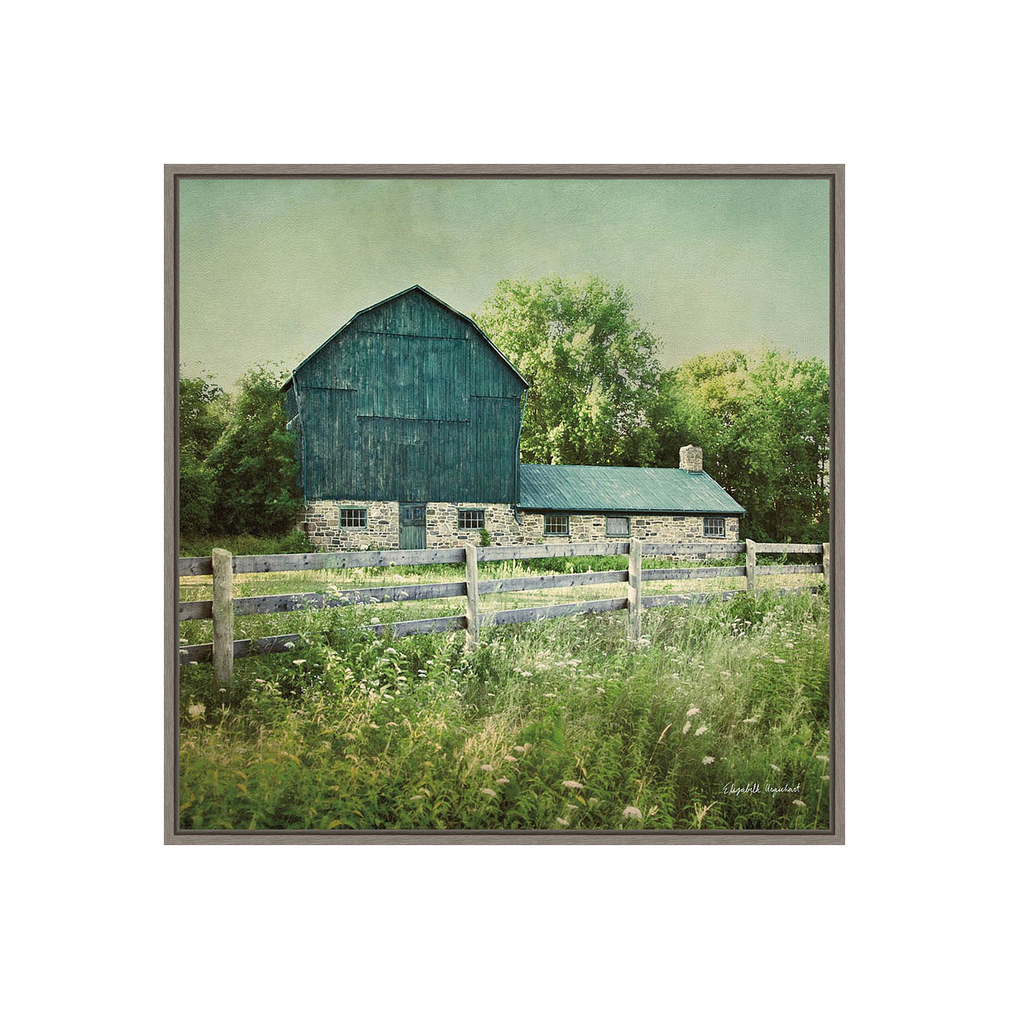 Amanti Art Blissful Country III Barn Framed Canvas Wall Art, Gray