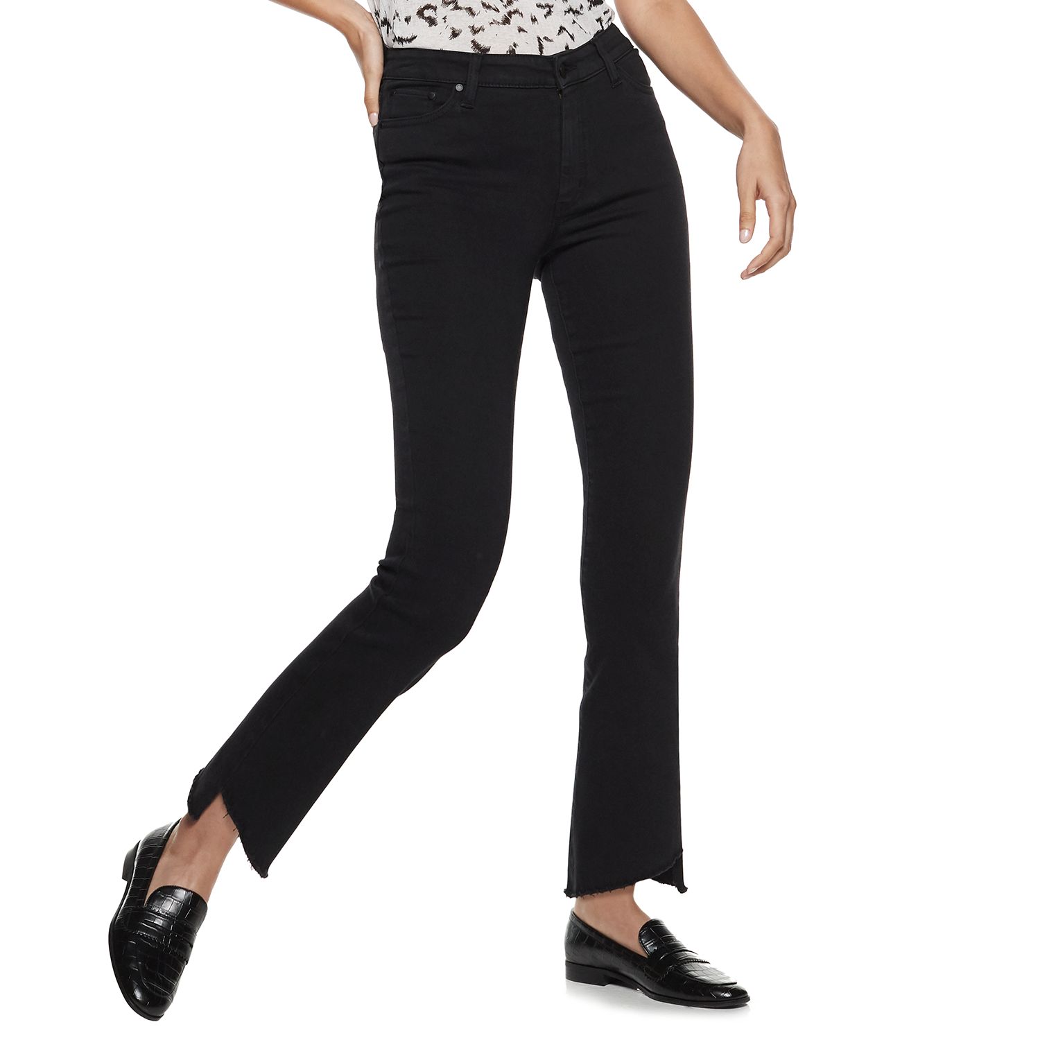 petite black flare jeans