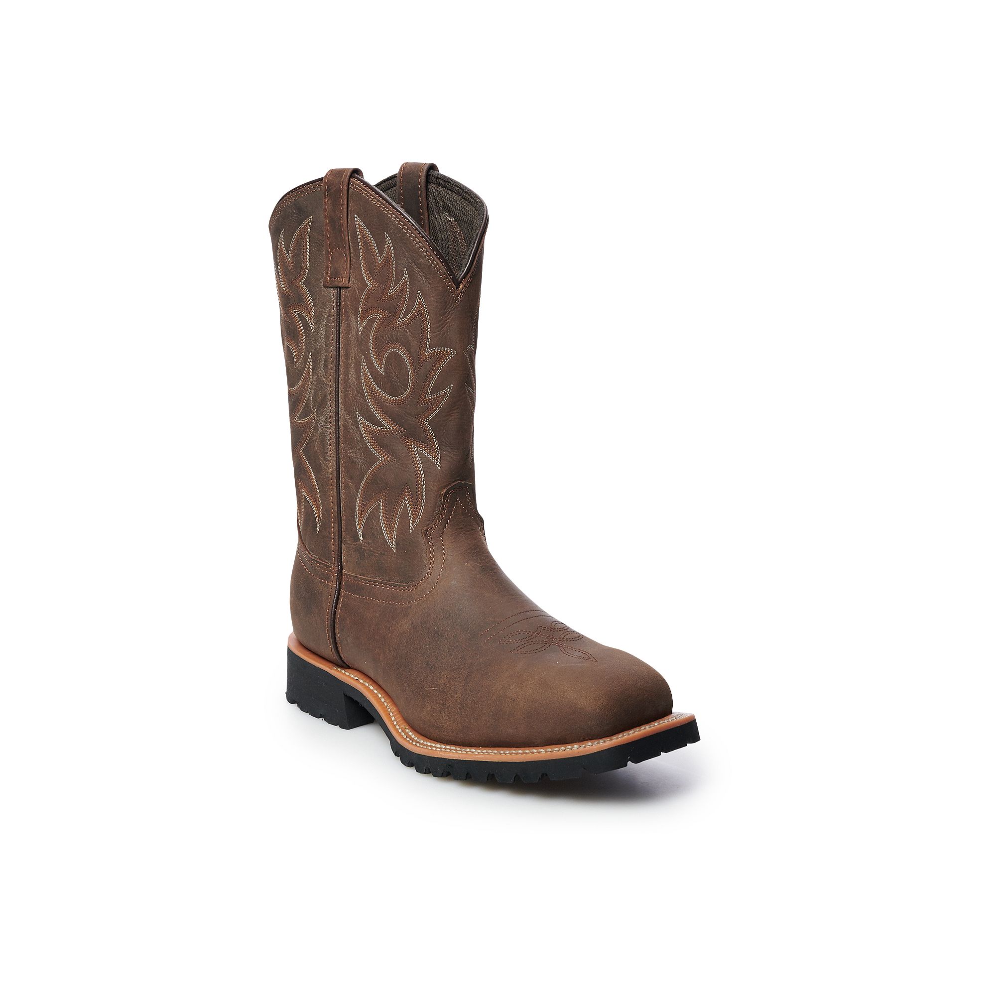 AdTec 9858 Mens Steel Toe Western Work Boots, Size: 8 Wide, Brown