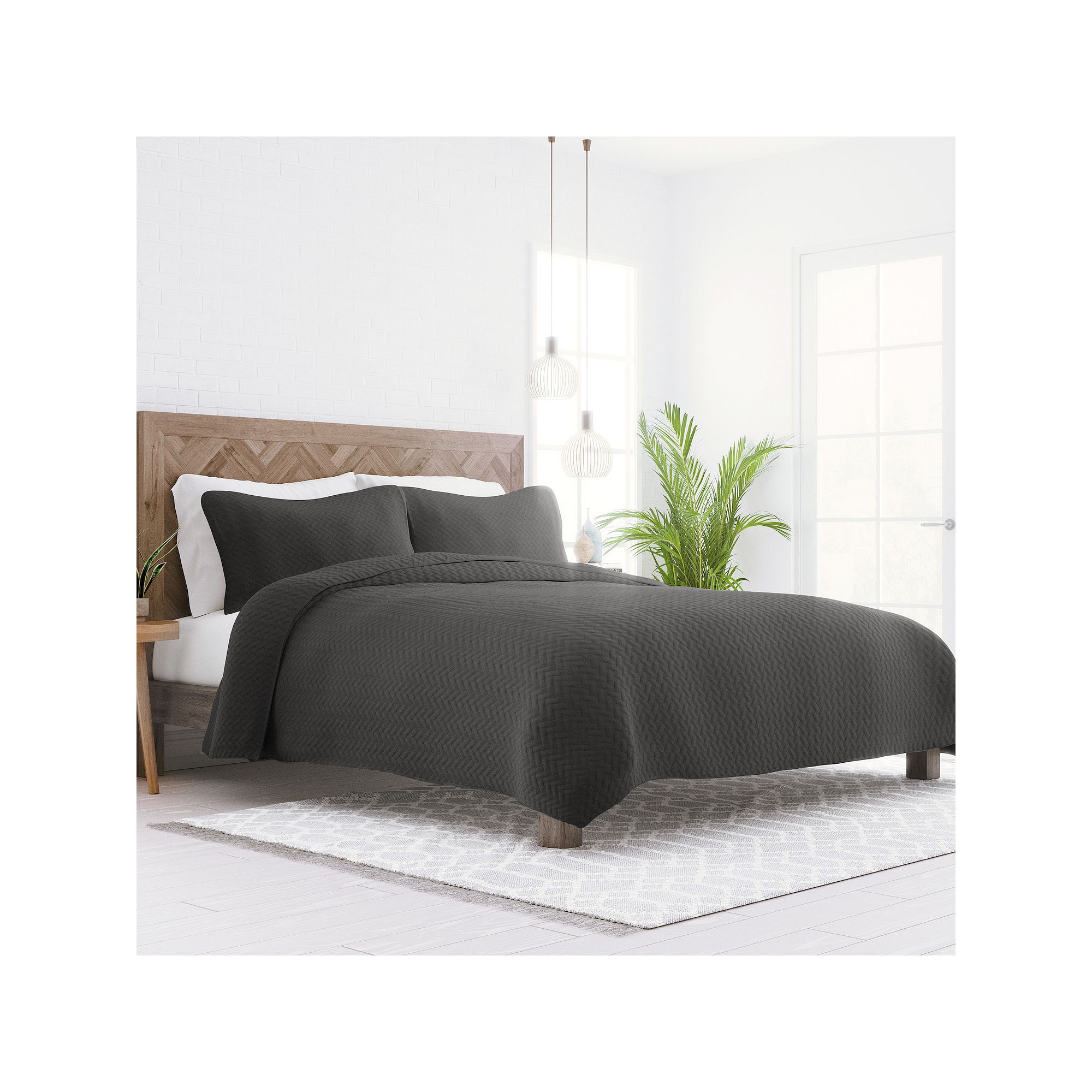 Home Collection Premium Herring Ultra Soft Quilted Coverlet Set, Gray