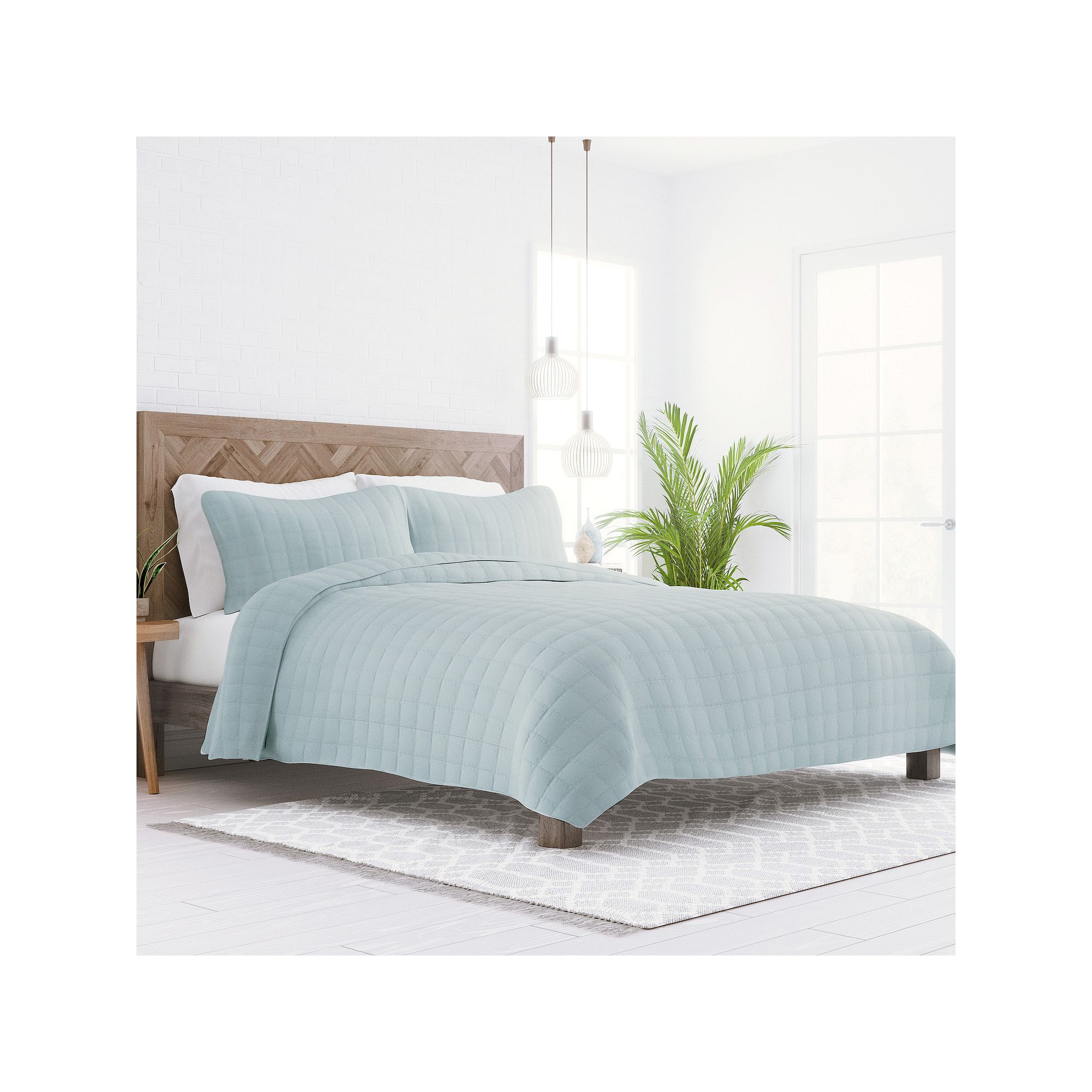 Home Collection Premium Ultra Soft Square Pattern Quilted Coverlet Set, Pal