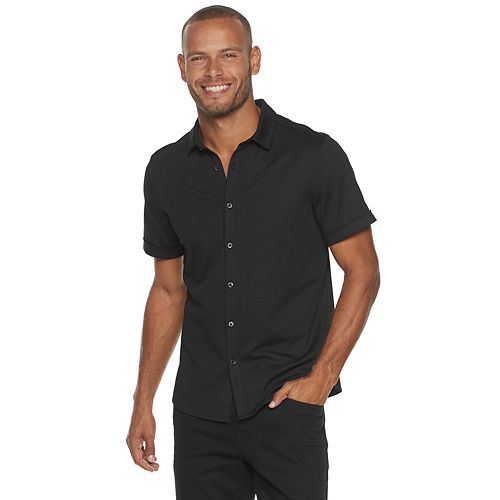 Men's Marc Anthony Short Sleeve Knit Button-Down Shirt