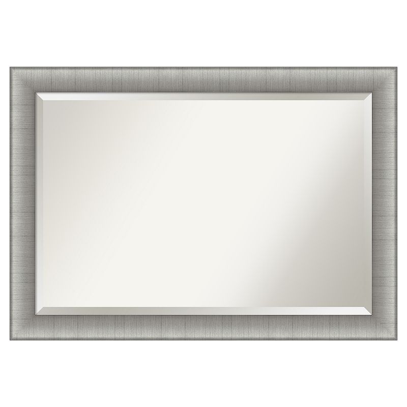 Amanti Art Elegant Brushed Pewter Bathroom Vanity Wall Mirror, Grey, 23X29