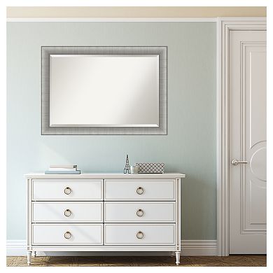 Amanti Art Elegant Brushed Pewter Bathroom Vanity Wall Mirror