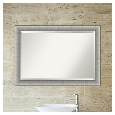 Amanti Art Elegant Brushed Pewter Bathroom Vanity Wall Mirror