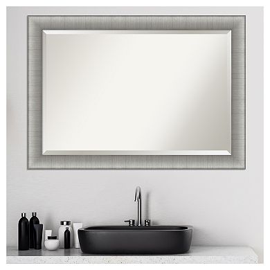 Amanti Art Elegant Brushed Pewter Bathroom Vanity Wall Mirror