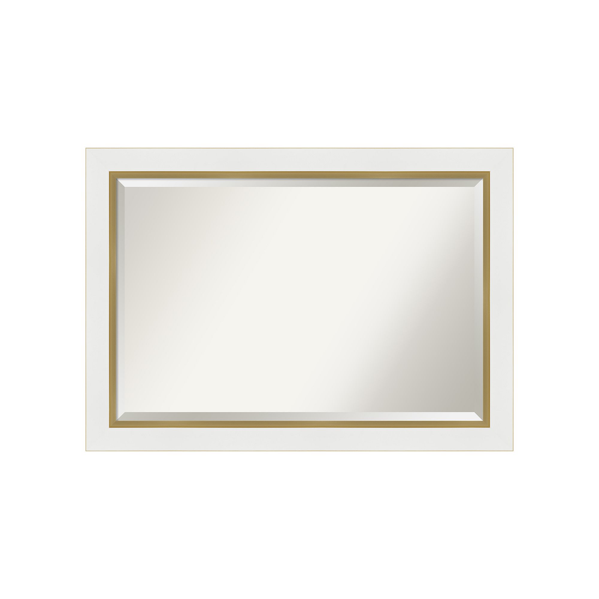 Amanti Art Eva White Gold Bathroom Vanity Wall Mirror