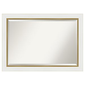 Amanti Art Narrow Eva White Gold Bathroom Vanity Wall Mirror