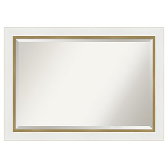 Amanti Art Eva White Gold Bathroom Vanity Wall Mirror
