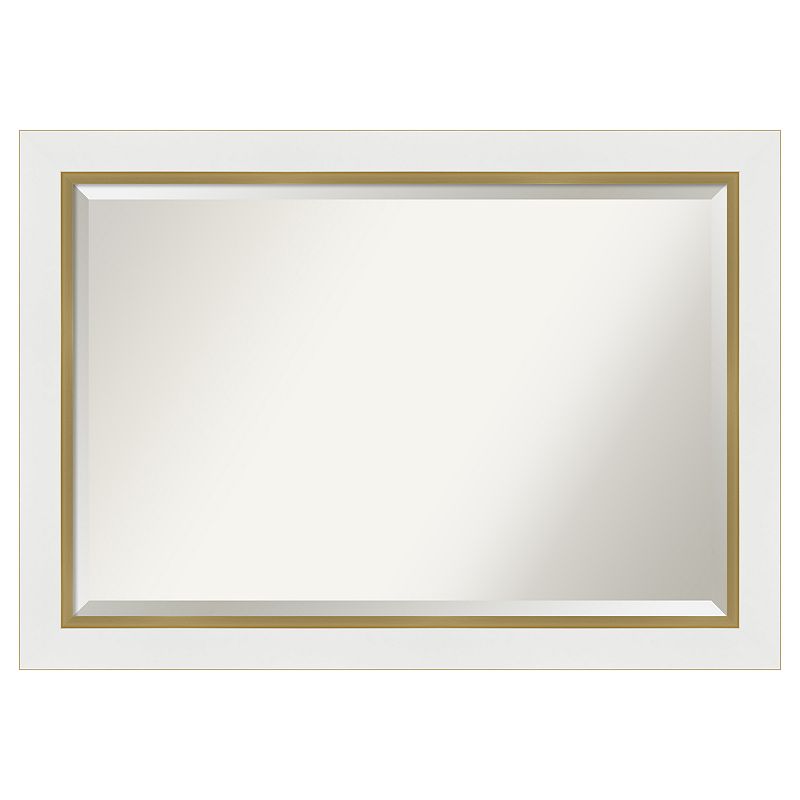 Amanti Art Eva White Gold Bathroom Vanity Wall Mirror, Multicolor, 33X27