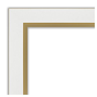 Amanti Art Eva White Gold Bathroom Vanity Wall Mirror