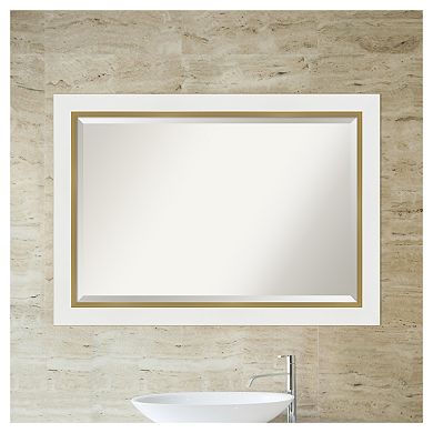 Amanti Art Eva White Gold Bathroom Vanity Wall Mirror