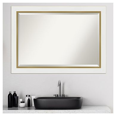 Amanti Art Eva White Gold Bathroom Vanity Wall Mirror