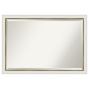 Amanti Art Eva White Silver Bathroom Vanity Wall Mirror