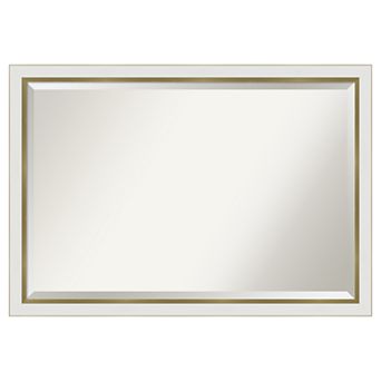 Amanti Art Narrow Eva White Gold Bathroom Vanity Wall Mirror