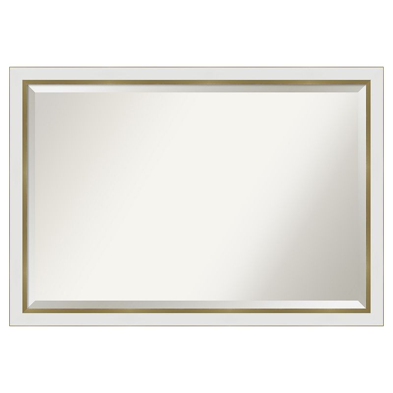 Amanti Art Narrow Eva White Gold Bathroom Vanity Wall Mirror, Multicolor, 1