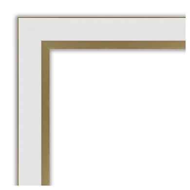 Amanti Art Narrow Eva White Gold Bathroom Vanity Wall Mirror