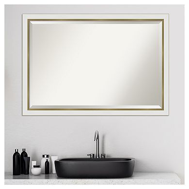 Amanti Art Narrow Eva White Gold Bathroom Vanity Wall Mirror
