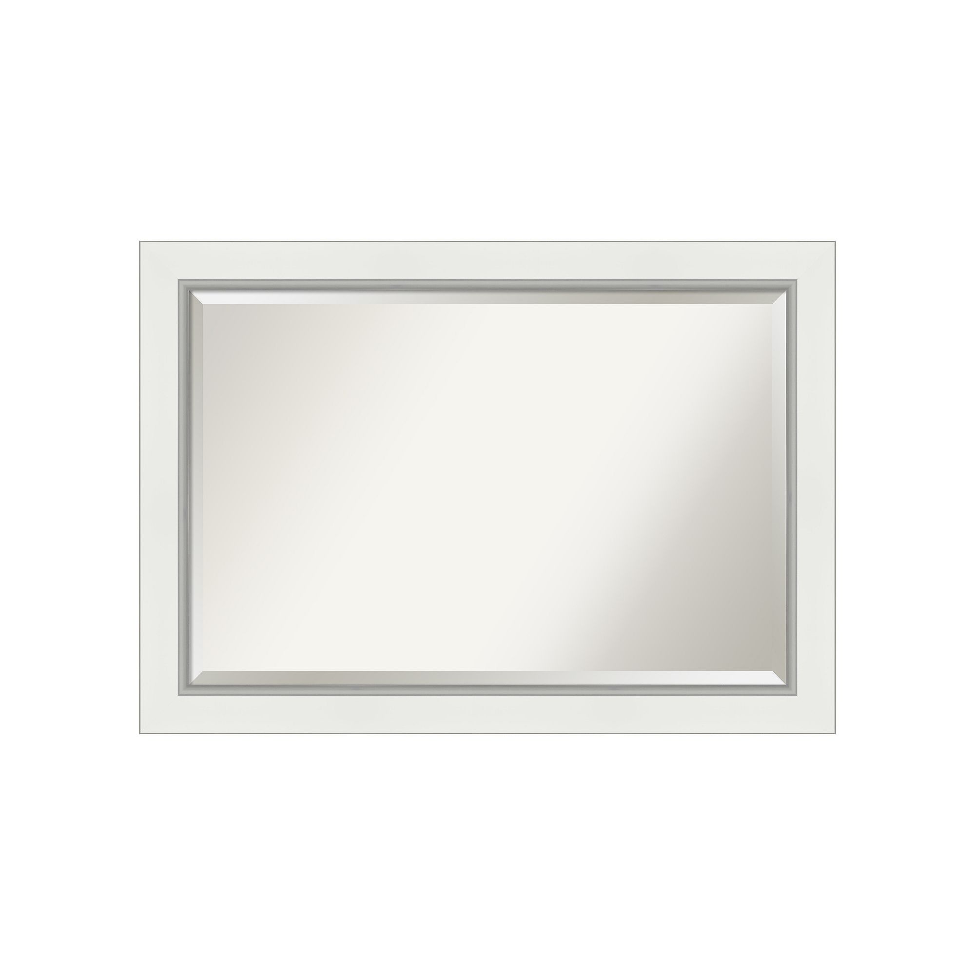 Amanti Art Eva White Silver Bathroom Vanity Wall Mirror