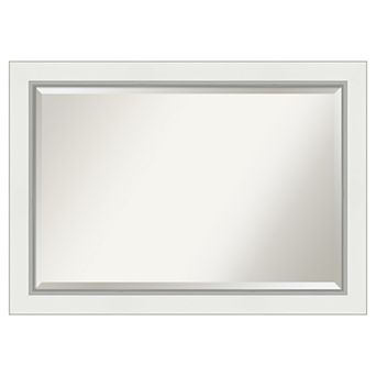 Amanti Art Eva White Silver Bathroom Vanity Wall Mirror