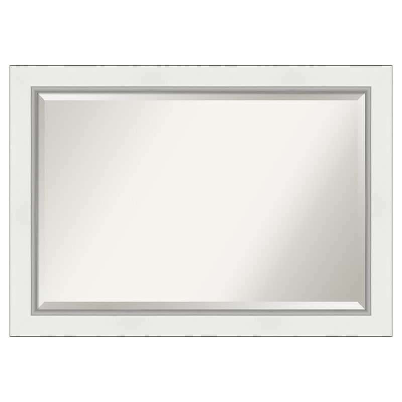 Amanti Art Eva White Silver Bathroom Vanity Wall Mirror, Multicolor, 23X29