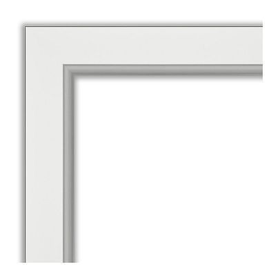 Amanti Art Eva White Silver Bathroom Vanity Wall Mirror