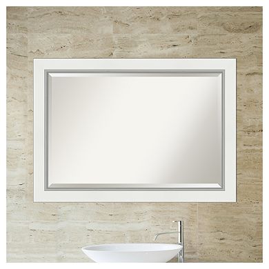 Amanti Art Eva White Silver Bathroom Vanity Wall Mirror