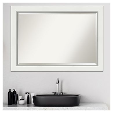 Amanti Art Eva White Silver Bathroom Vanity Wall Mirror
