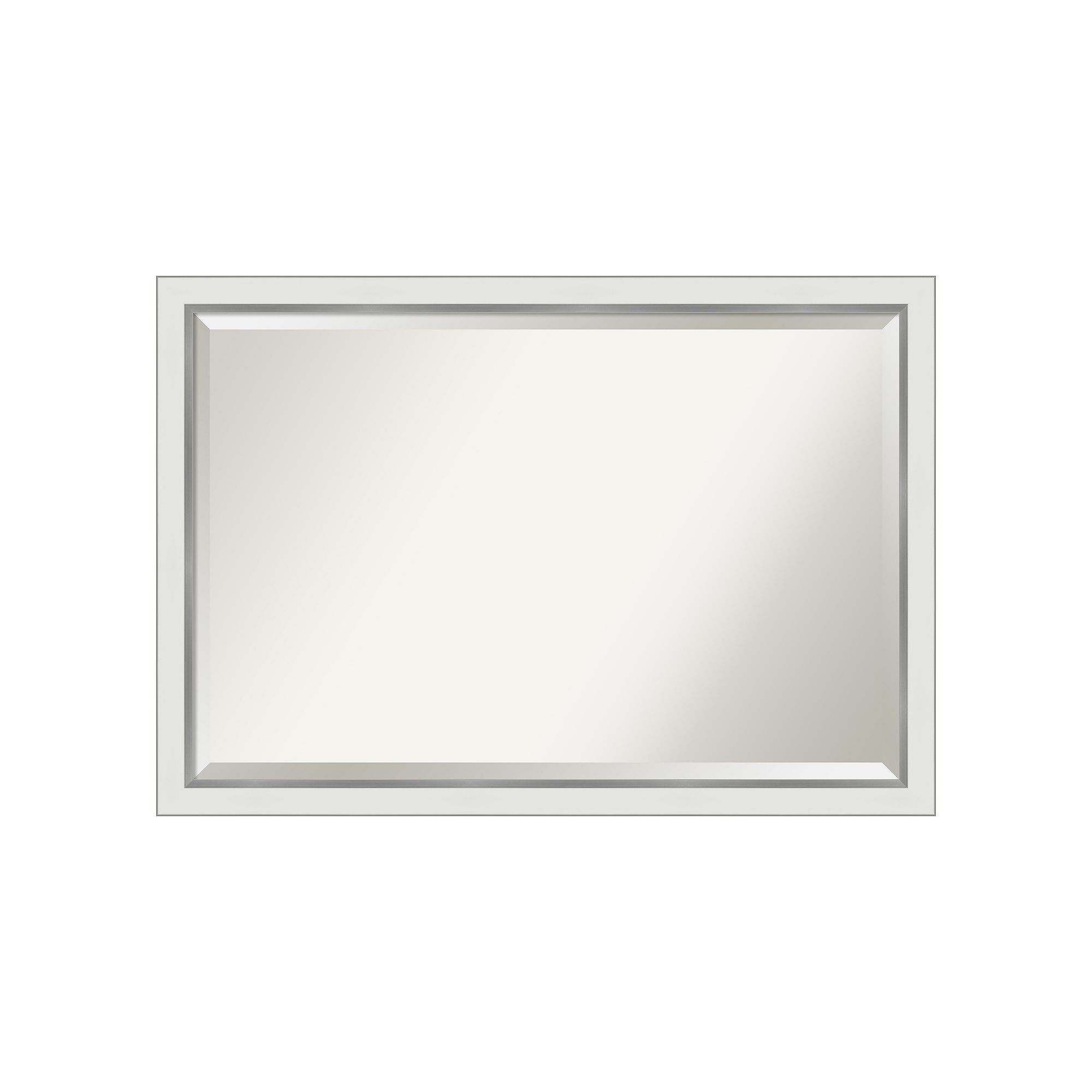 Amanti Art Narrow Eva White Silver Bathroom Vanity Wall Mirror