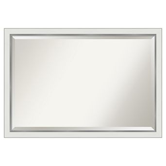 Amanti Art Narrow Eva White Silver Bathroom Vanity Wall Mirror