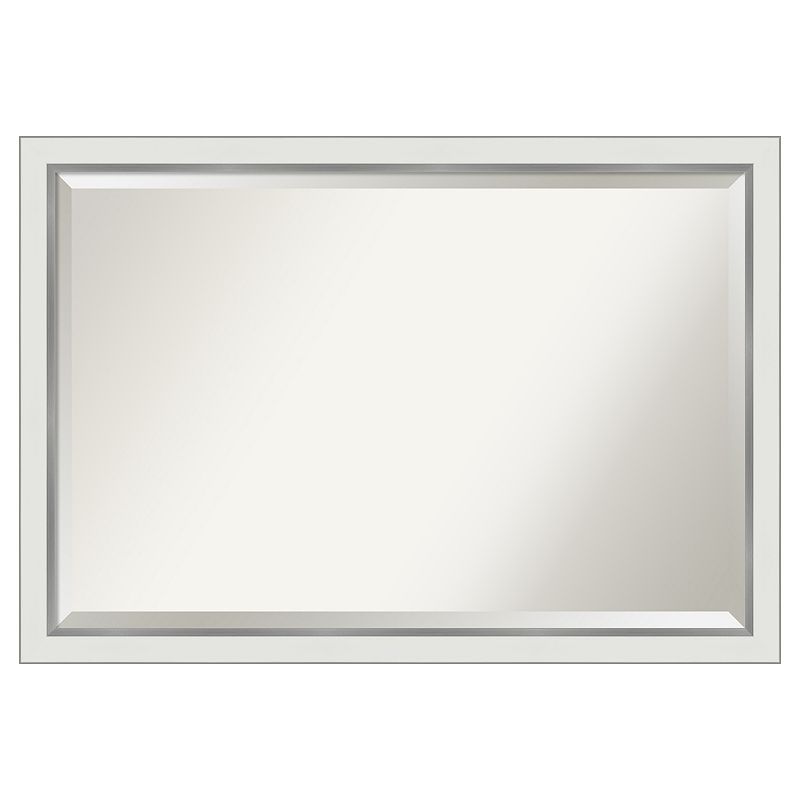 Amanti Art Narrow Eva White Silver Bathroom Vanity Wall Mirror, Multicolor,