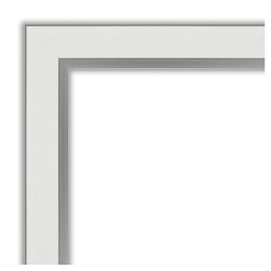 Amanti Art Narrow Eva White Silver Bathroom Vanity Wall Mirror