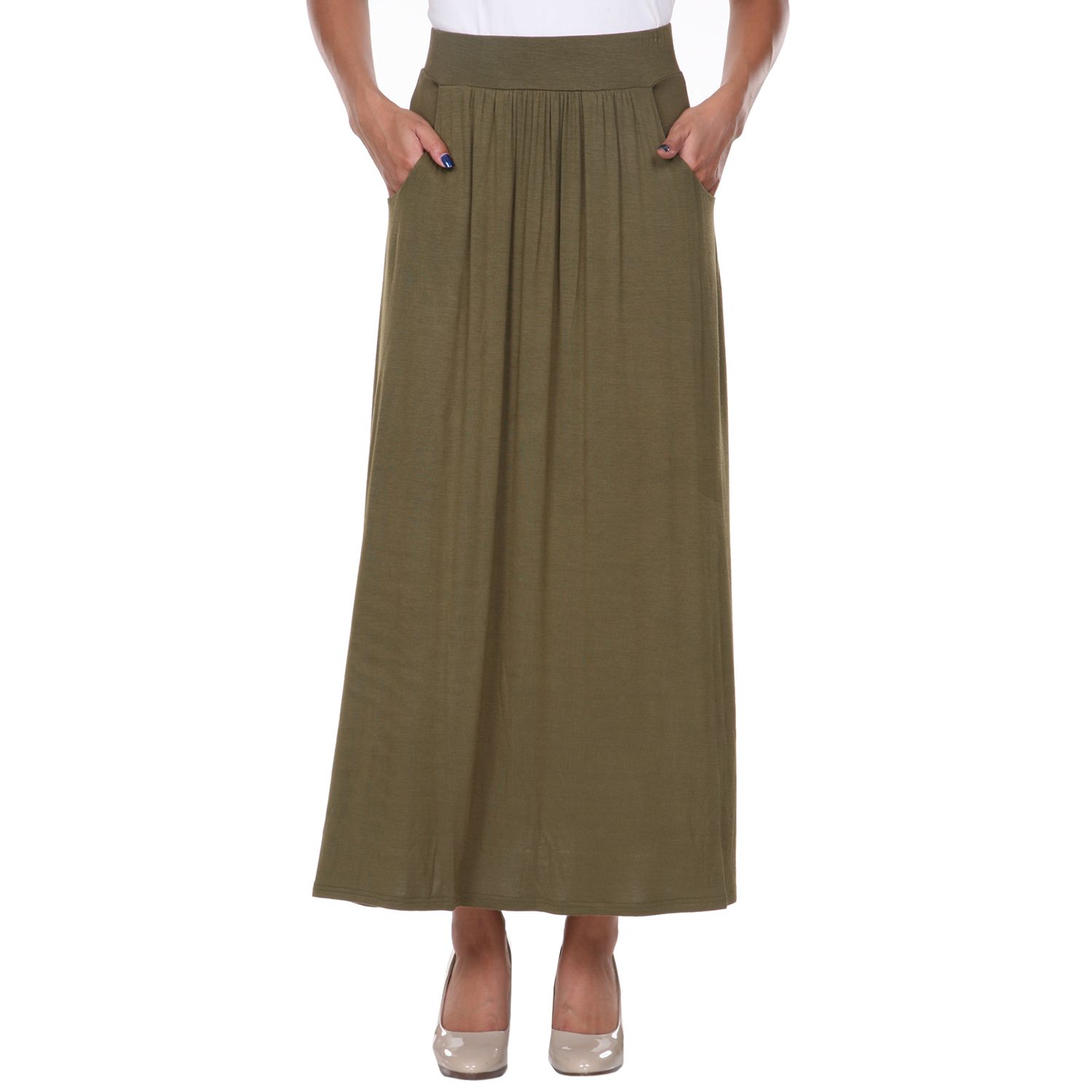 white maxi skirt with pockets