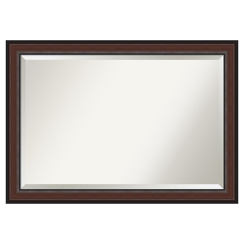 Amanti Art Harvard Walnut Bathroom Vanity Wall Mirror, Brown, 25X25