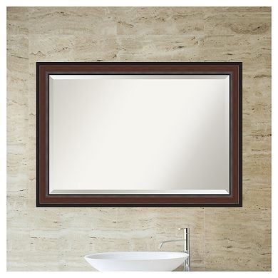Amanti Art Harvard Walnut Bathroom Vanity Wall Mirror