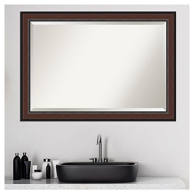 Amanti Art Harvard Walnut Bathroom Vanity Wall Mirror